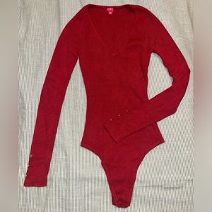 XS Guess Red Long Sleeve Bodysuit